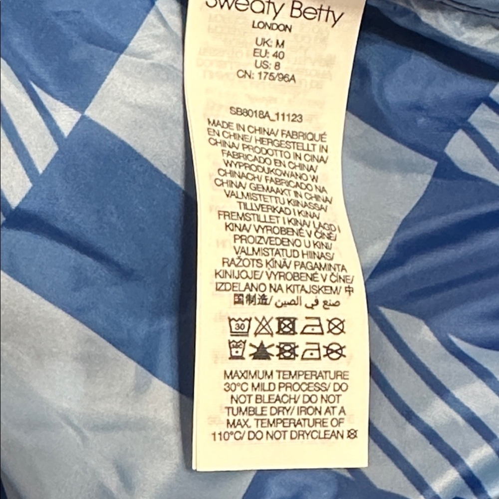 Sweaty Betty NWT Womens Pack Away Jacket Blue Textural Shift Print Sz M (8) - Picture 13 of 14
